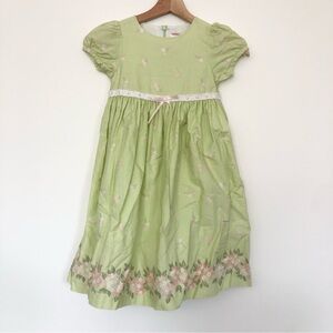 Gymboree Girls Green Dress with Pink Floral Accents